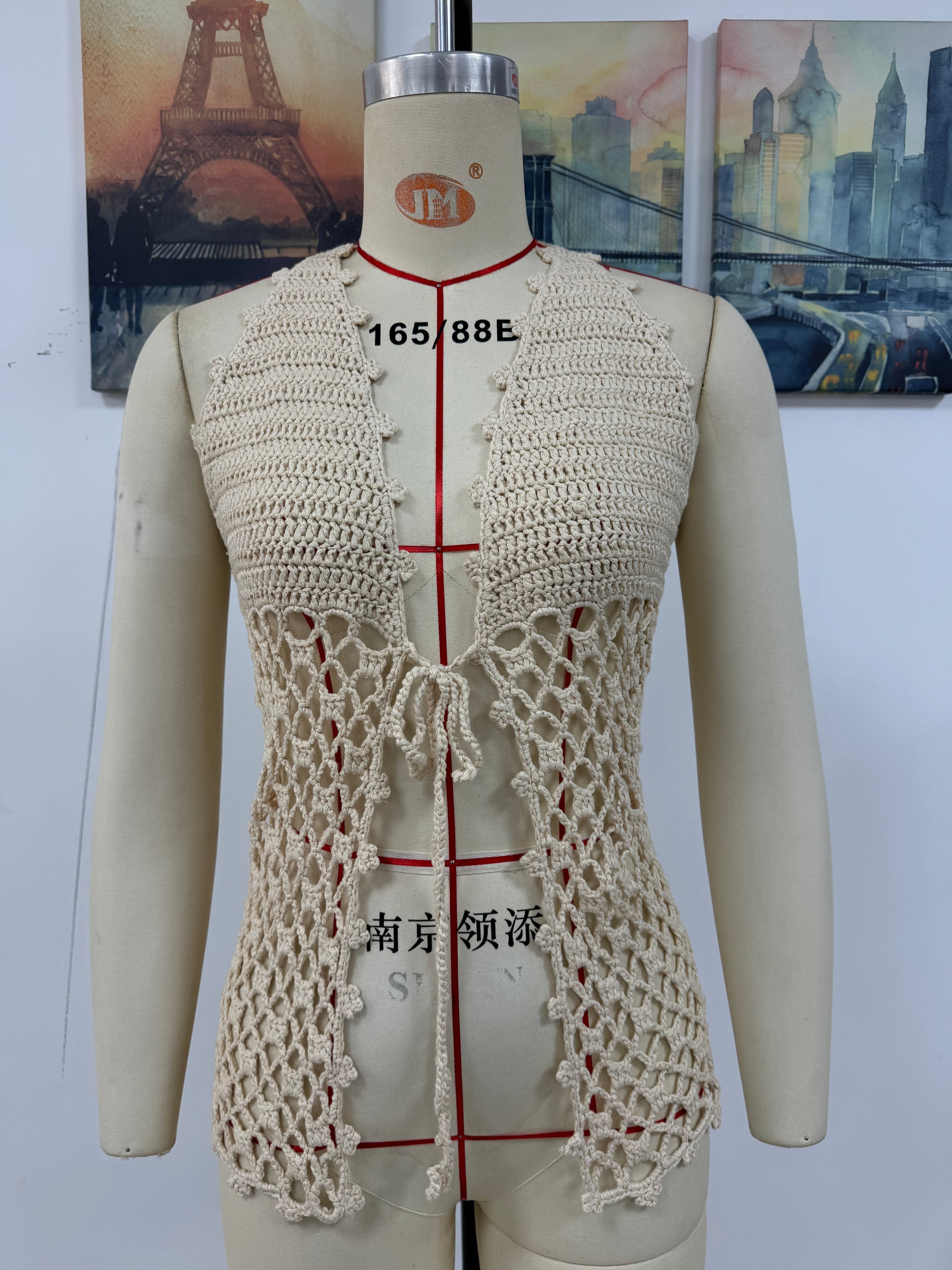 Spring Summer Hollow Out Cutout Beach Holiday Knitted Blouse Coat Beach Bella Mia